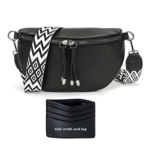 Only-bags.store bauchtasche stylisch brusttasche Crossbody Bag Breiter Gurt veganes Leder Schwarz Kreditkartenpaket bauchtasche stylisch brusttasche Crossbody Bag Breiter Gurt veganes Leder Schwarz Kreditkartenpaket 