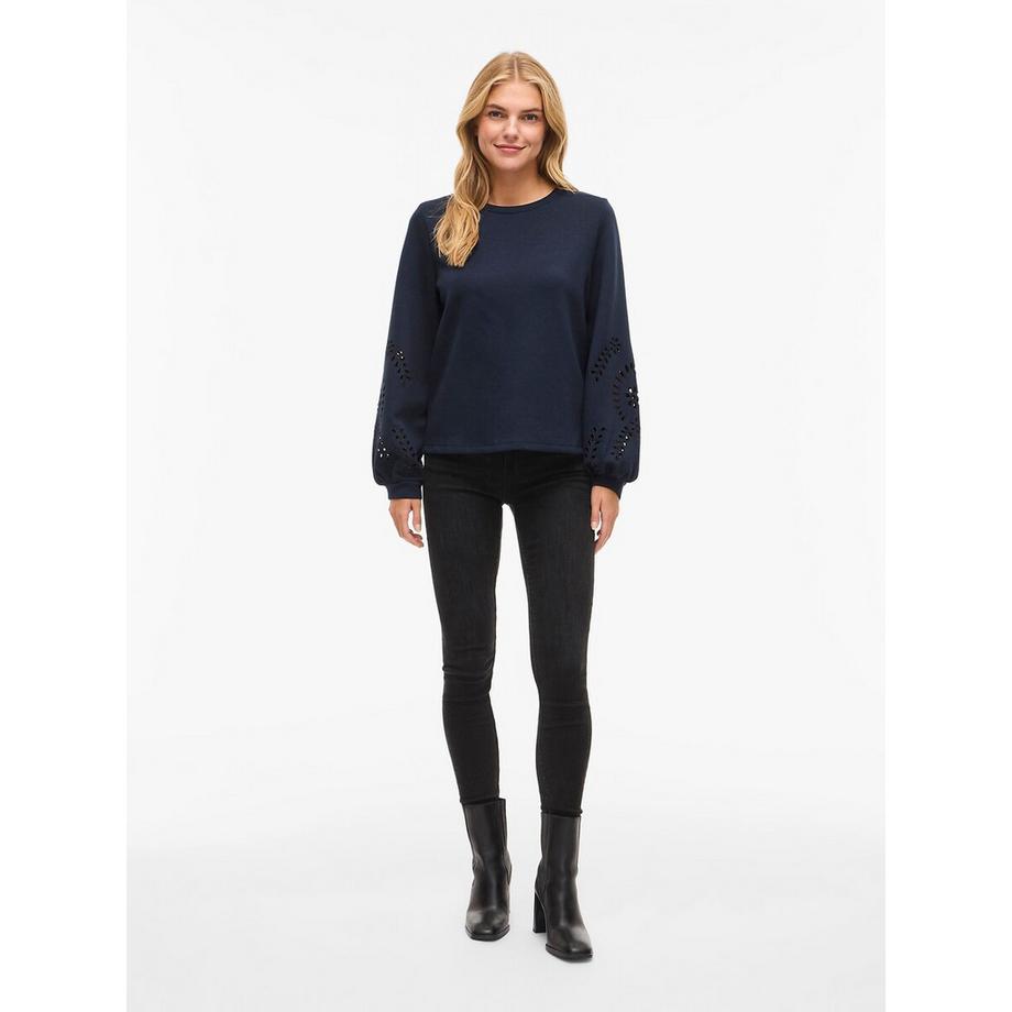 VILA Sweatshirt Manches Longues Motif Perforé  