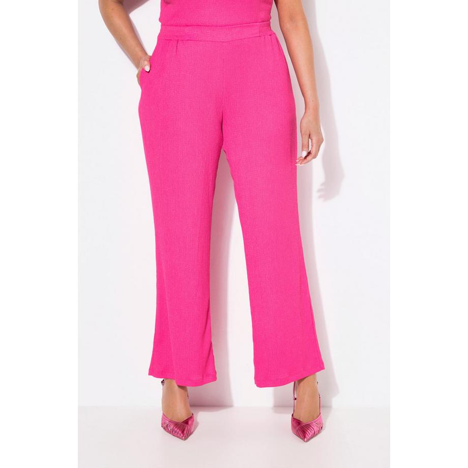 Ulla Popken Pantaloni Texture Taglio Gamba Ampio Cintura Comoda  