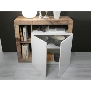 Vente-unique Credenza 2 ante e 3 nicchie Bianco laccato e Rovere SEFRO  