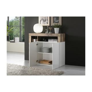 Vente-unique Credenza 2 ante e 3 nicchie Bianco laccato e Rovere SEFRO  