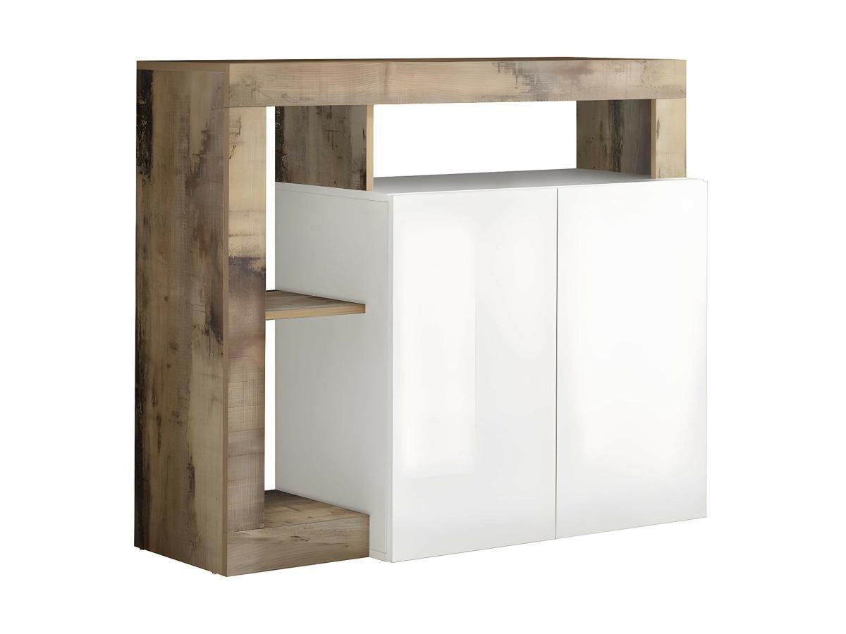 Vente-unique Credenza 2 ante e 3 nicchie Bianco laccato e Rovere SEFRO  