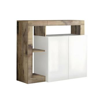 Credenza 2 ante e 3 nicchie Bianco laccato e Rovere SEFRO
