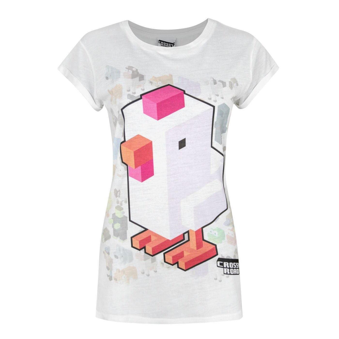 Image of Crossy Road Tshirt Mit Hühnchensublimationsdruck Damen Weiss L