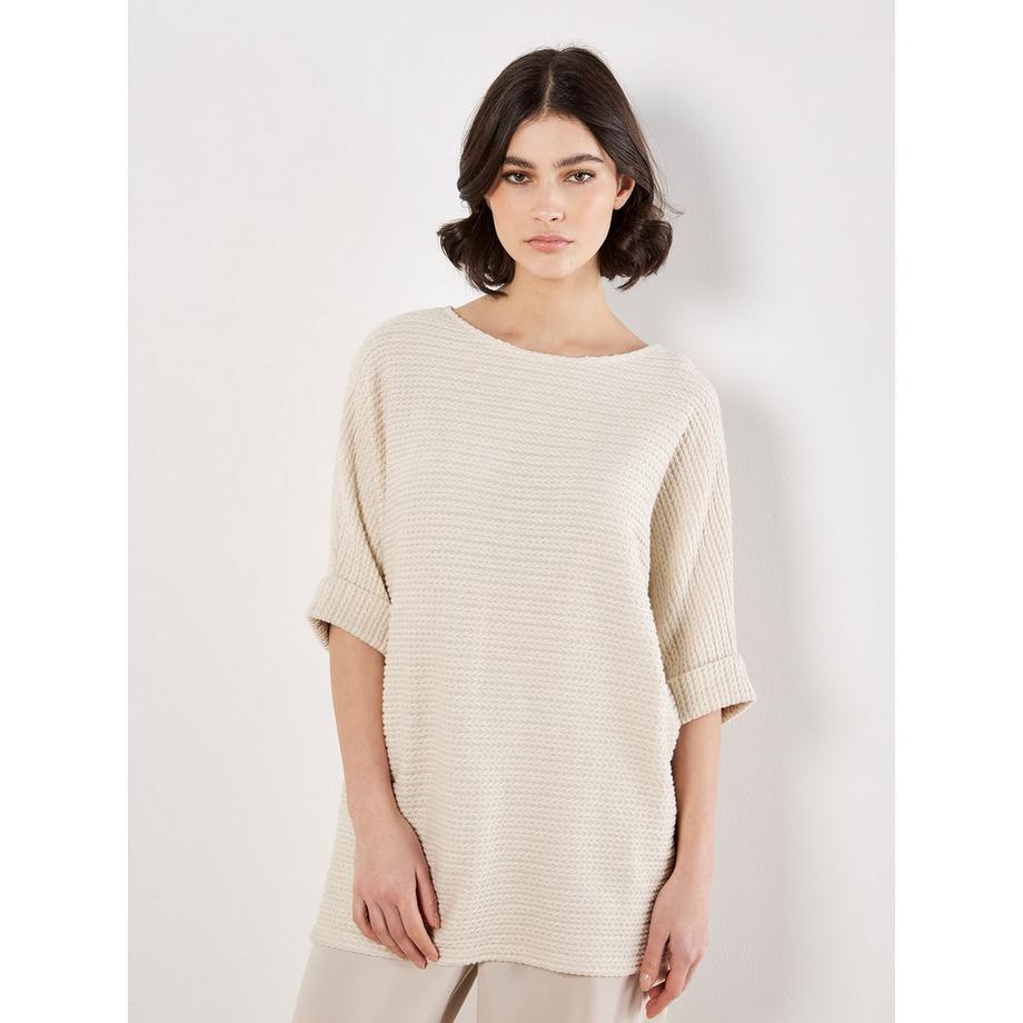 APRICOT Haut Oversize Texturé Manches Chauve-Souris Maille Torsadée  