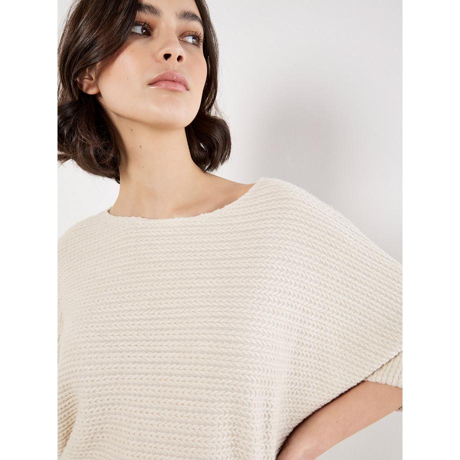 APRICOT Haut Oversize Texturé Manches Chauve-Souris Maille Torsadée  