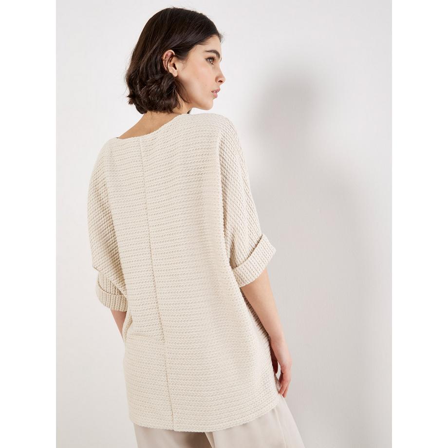 APRICOT Haut Oversize Texturé Manches Chauve-Souris Maille Torsadée  