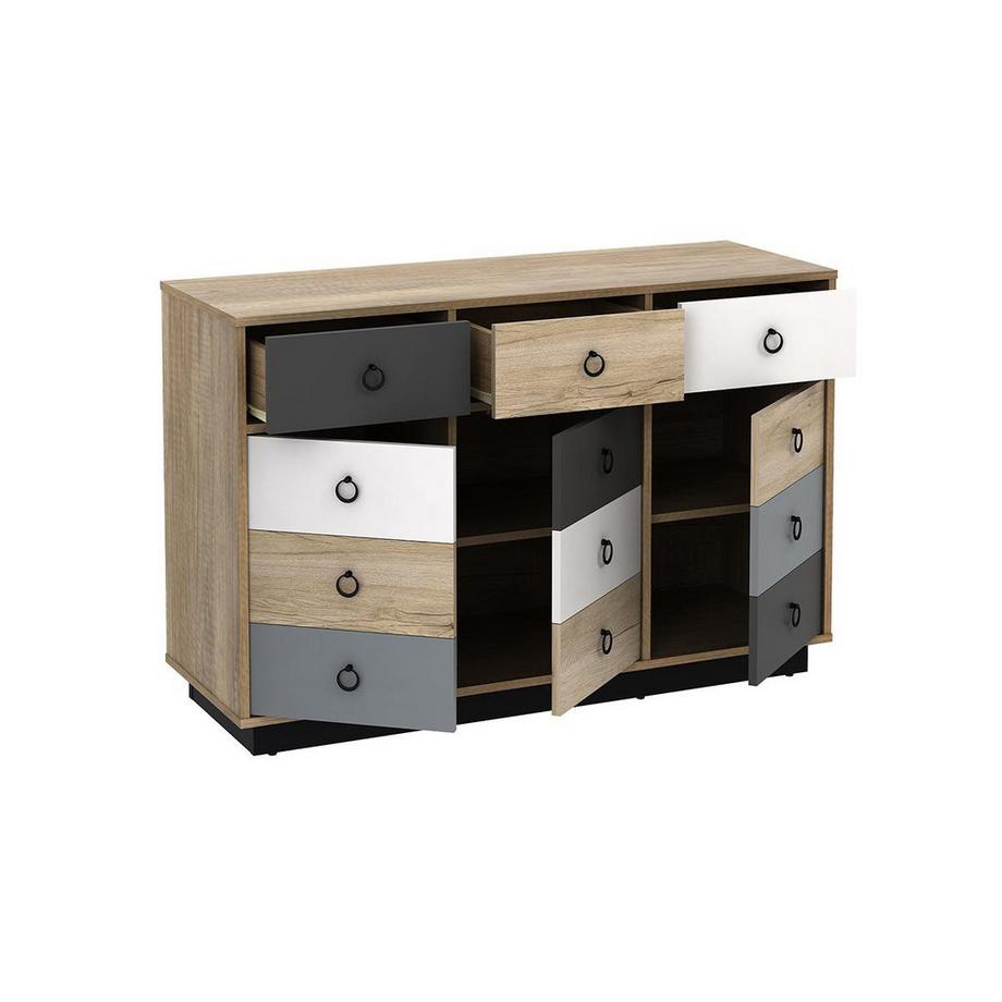 Vente-unique Commode KRYPTON 3 tiroirs 3 portes  chêne  