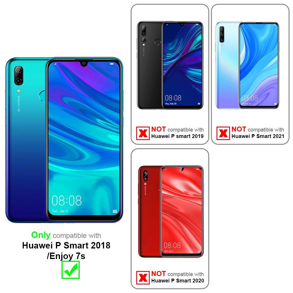 Cadorabo  Chaîne de téléphone portable compatible avec Huawei P SMART 2018 / Enjoy 7S - Coque de protection en silicone avec anneaux dorés, cordon et étui amovible 