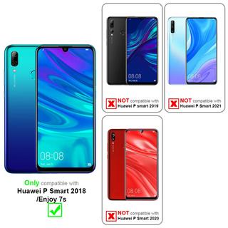 Cadorabo  Chaîne de téléphone portable compatible avec Huawei P SMART 2018 / Enjoy 7S - Coque de protection en silicone avec anneaux dorés, cordon et étui amovible 