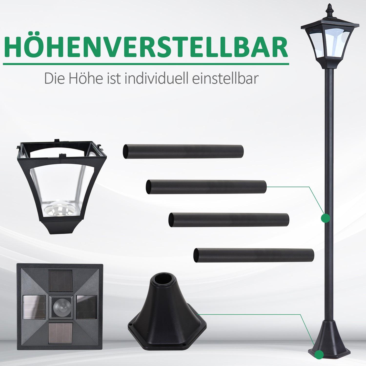 Northio Lanterne solaire lanterne de jardin éclairage de chemin avec LED 10 lumens noir 15 x 15 x 120 cm  