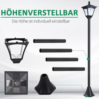 Northio Solar Laterne Gartenlaterne Wegleuchte mit LED 10 Lumen Schwarz 15 x 15 x 120cm  