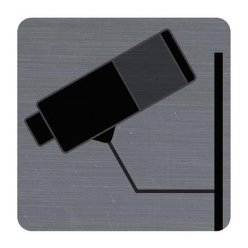 Plaque adhésive imitation aluminium Surveillance caméra 7,5x7,5 cm