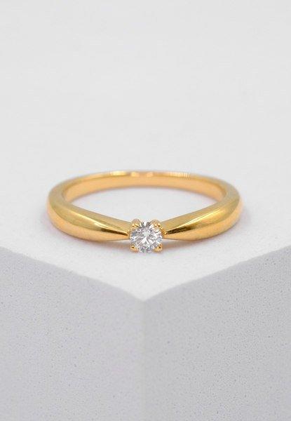 MUAU Schmuck  Bague Solitaire Diamant 0.10ct. or jaune 750 