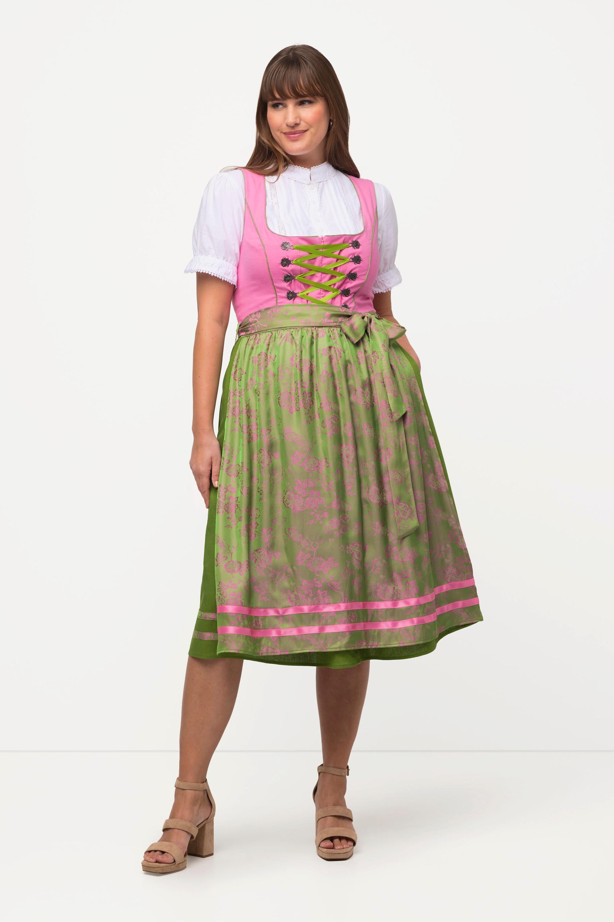 Ulla Popken  Dirndl, Schnürung, Carree-Ausschnitt, ärmellos 