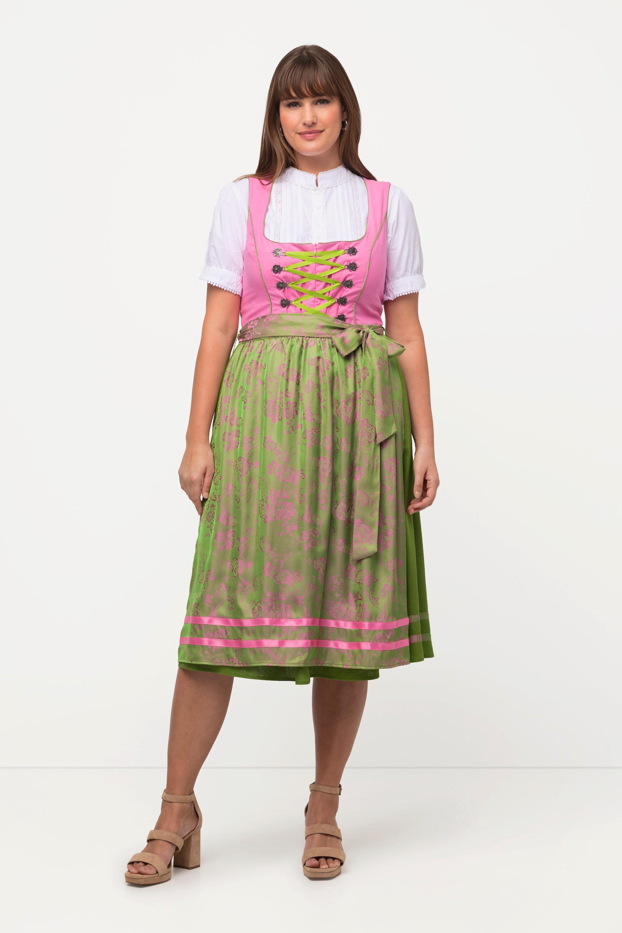 Ulla Popken  Dirndl, Schnürung, Carree-Ausschnitt, ärmellos 