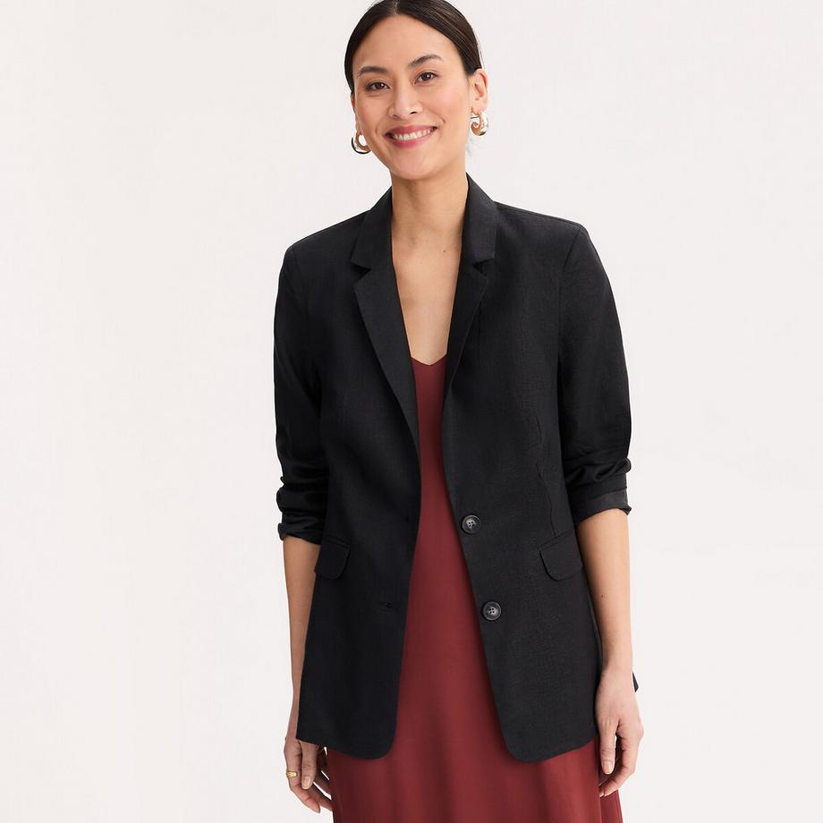 Blazer en lin&nbsp;coupe droite&nbsp;