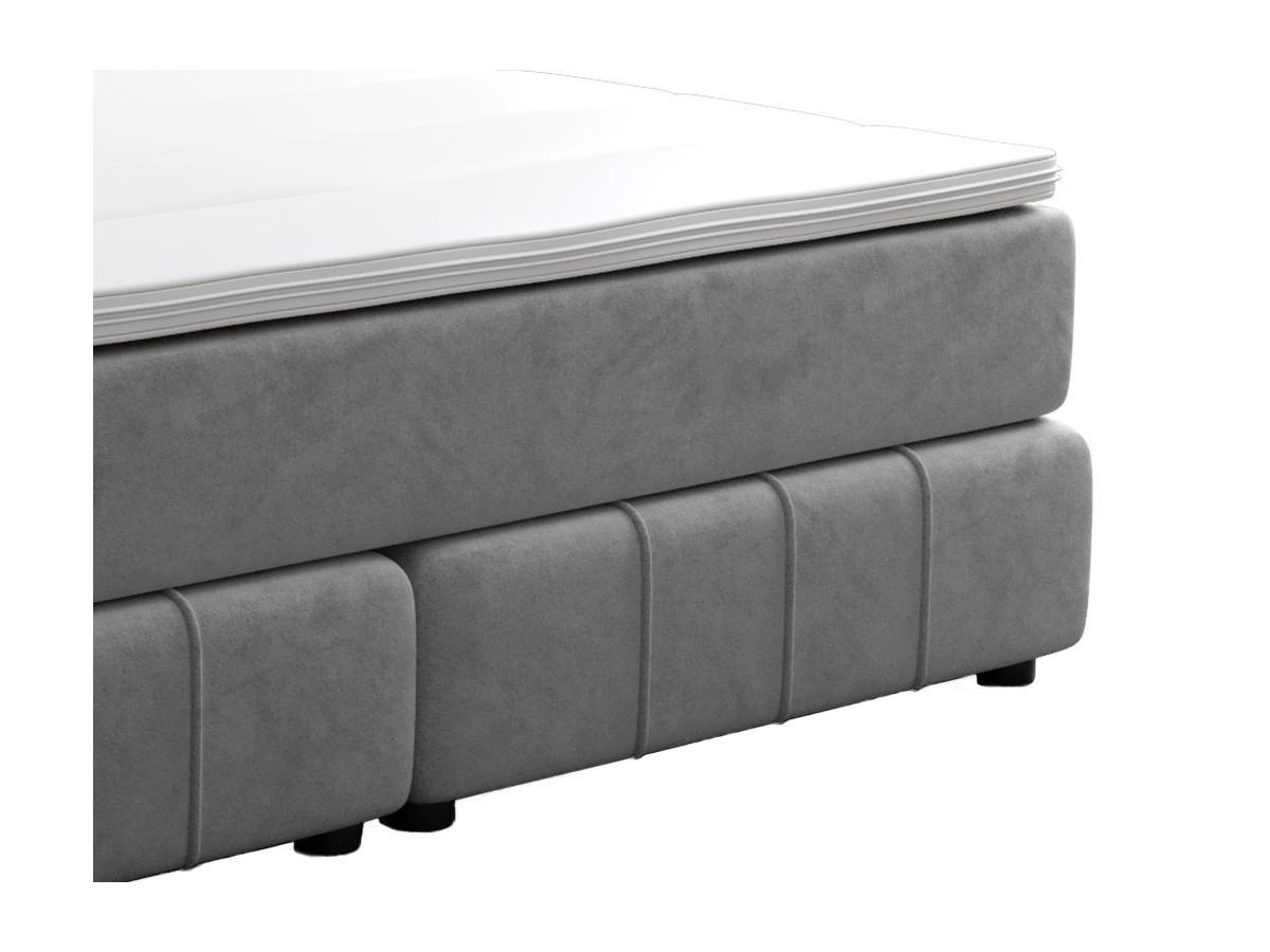 Ysmée Set completo boxspring testata + Rete a doghe + Materasso + Topper 180 x 200 cm Velluto Grigio - HIDA di YSMÉE  