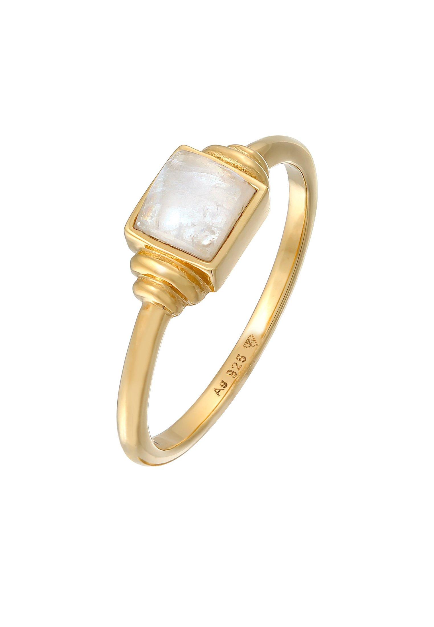 Image of Ring Quadrat Vintage Mit Mondstein Damen Gold 52mm