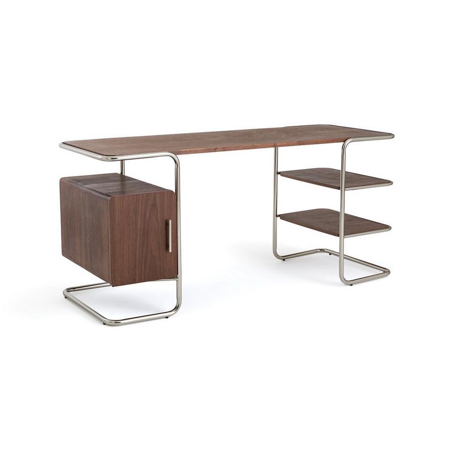 Bureau tubulaire plaqué noyer
