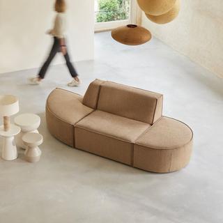 Tikamoon Banquette modulable 2 places en tissu camel Dario  