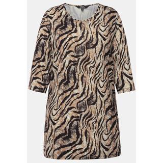 Ulla Popken  Longshirt, A-Linie, allover Print, Taschen, Rundhals, 3/4-Arm 