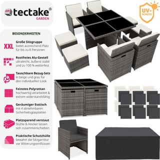 Tectake Salon de jardin MANHATTAN 8 places avec 2 sets de housses + housse de protection, variante 2  