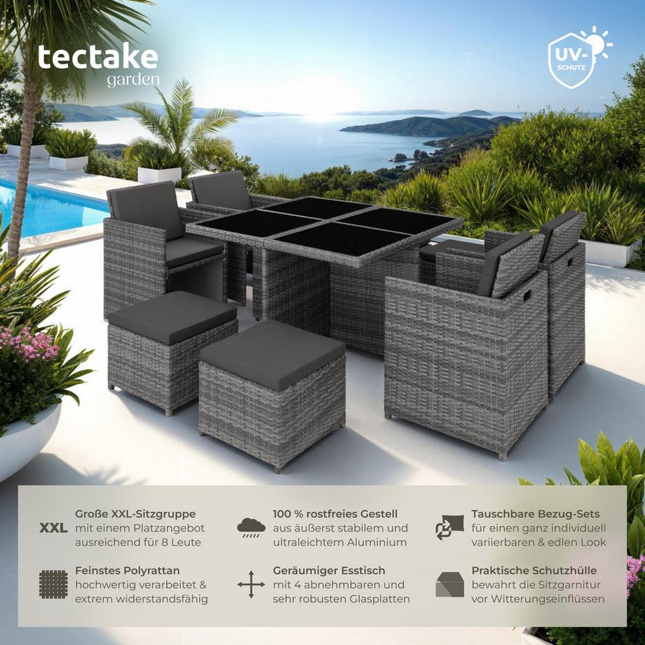 Tectake Salon de jardin MANHATTAN avec cadre en aluminium  