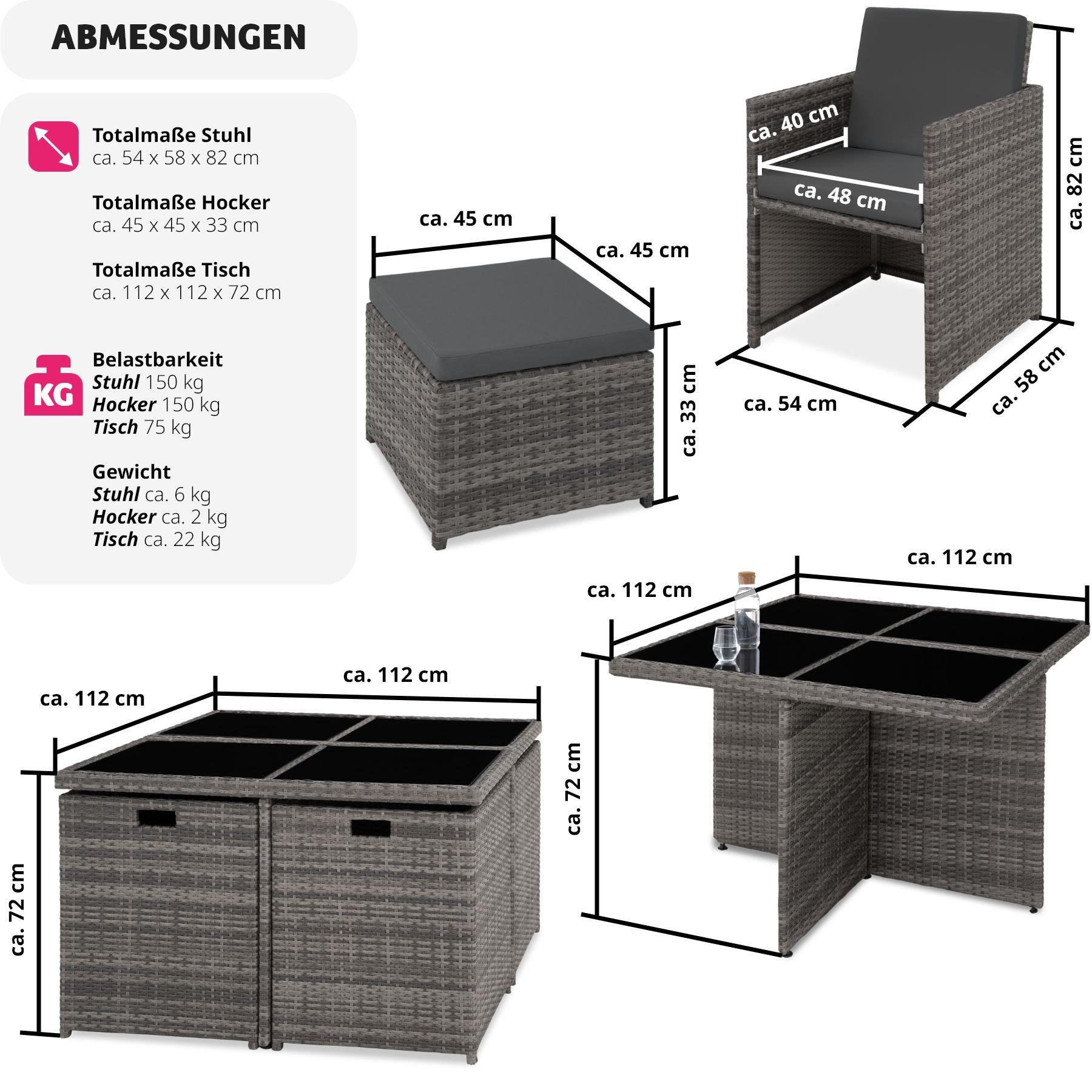 Tectake Salon de jardin MANHATTAN 8 places avec 2 sets de housses + housse de protection, variante 2  