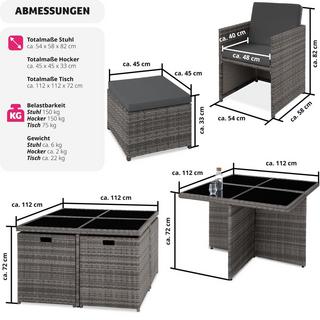 Tectake Aluminium Rattan Sitzgruppe Manhattan 4+4+1 mit Schutzhülle  