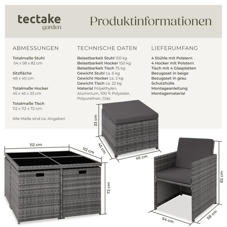 Tectake Salon de jardin MANHATTAN avec cadre en aluminium  