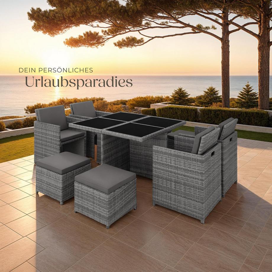 Tectake Salon de jardin MANHATTAN avec cadre en aluminium  