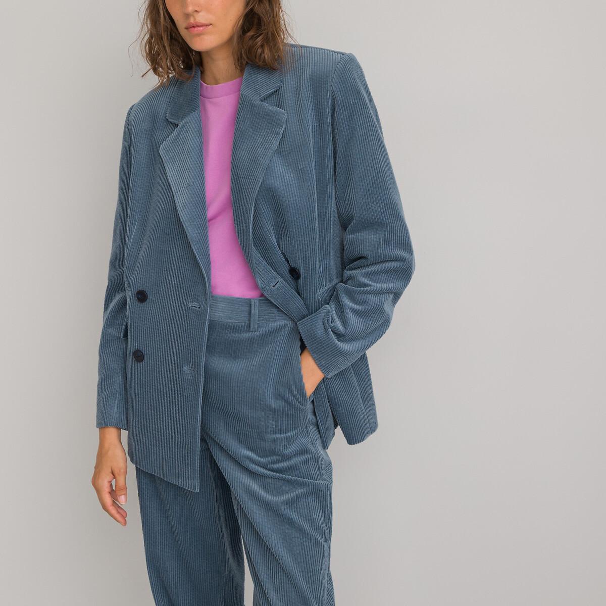 Image of Oversized-blazer Signature Aus Cord Damen Blau 46