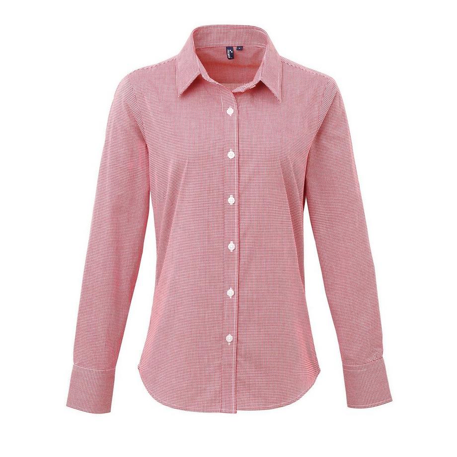 Mikro Karo Langarm Bluse