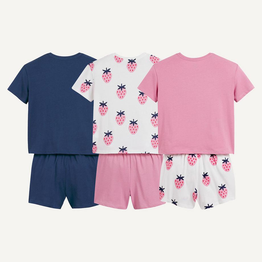 La Redoute Collections  3er-Pack Baumwoll-Schlafshorts mit Erdbeermotiv 