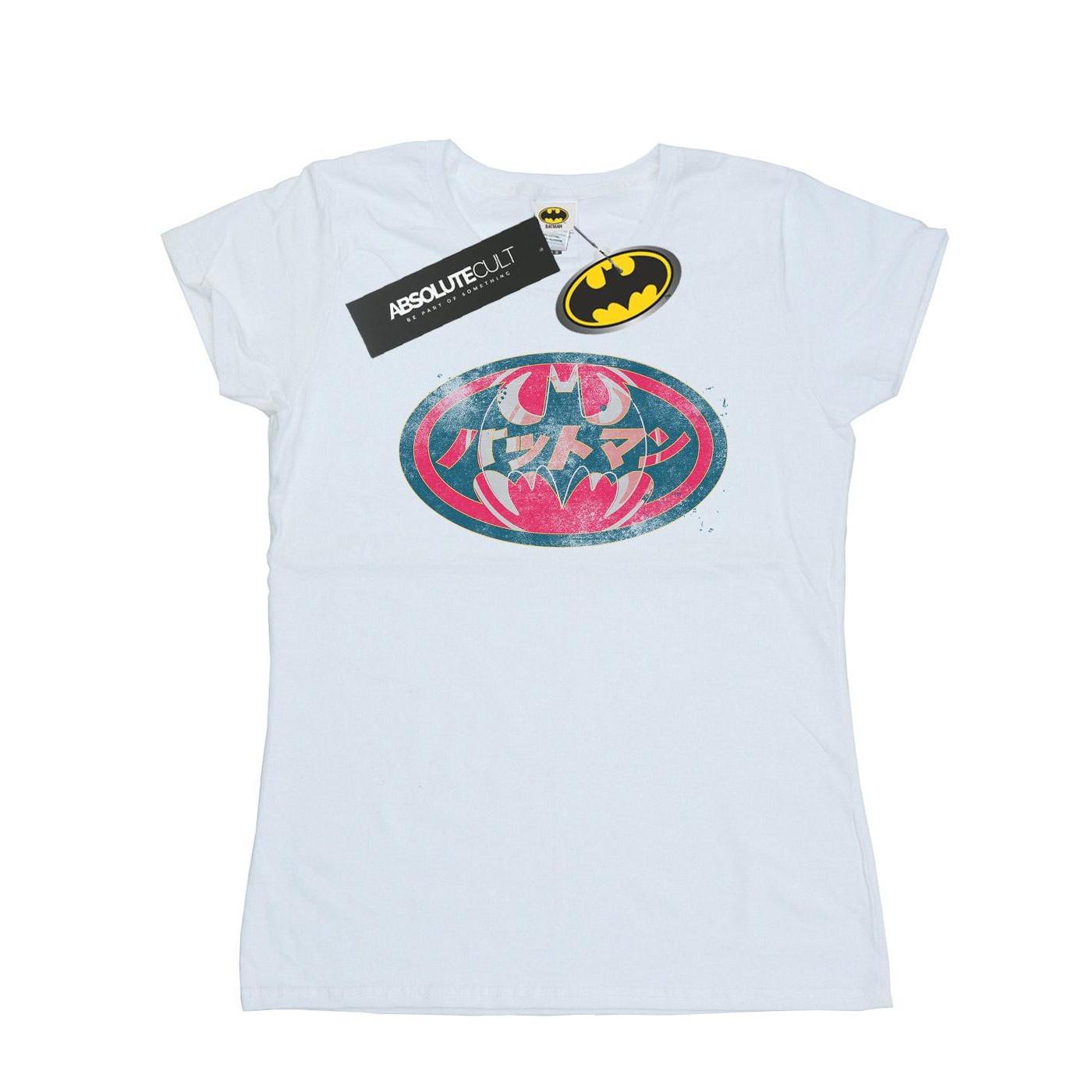 Image of Batman Japanese Logo Red Tshirt Damen Weiss M