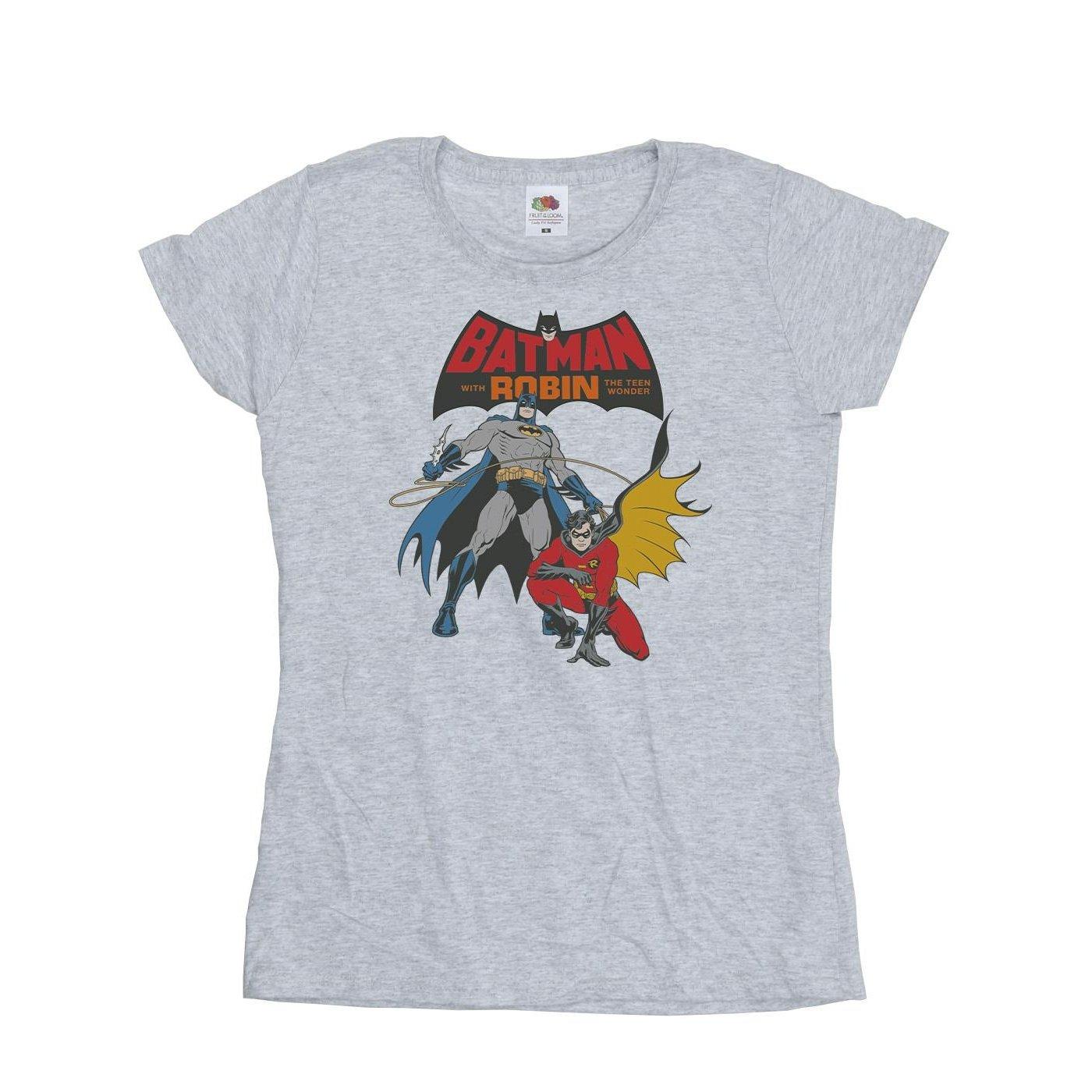Image of Batman And Robin Tshirt Damen Grau M