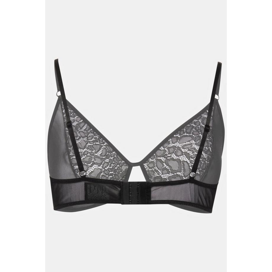 Ulla Popken Bralette pizzo leopardato e mesh  