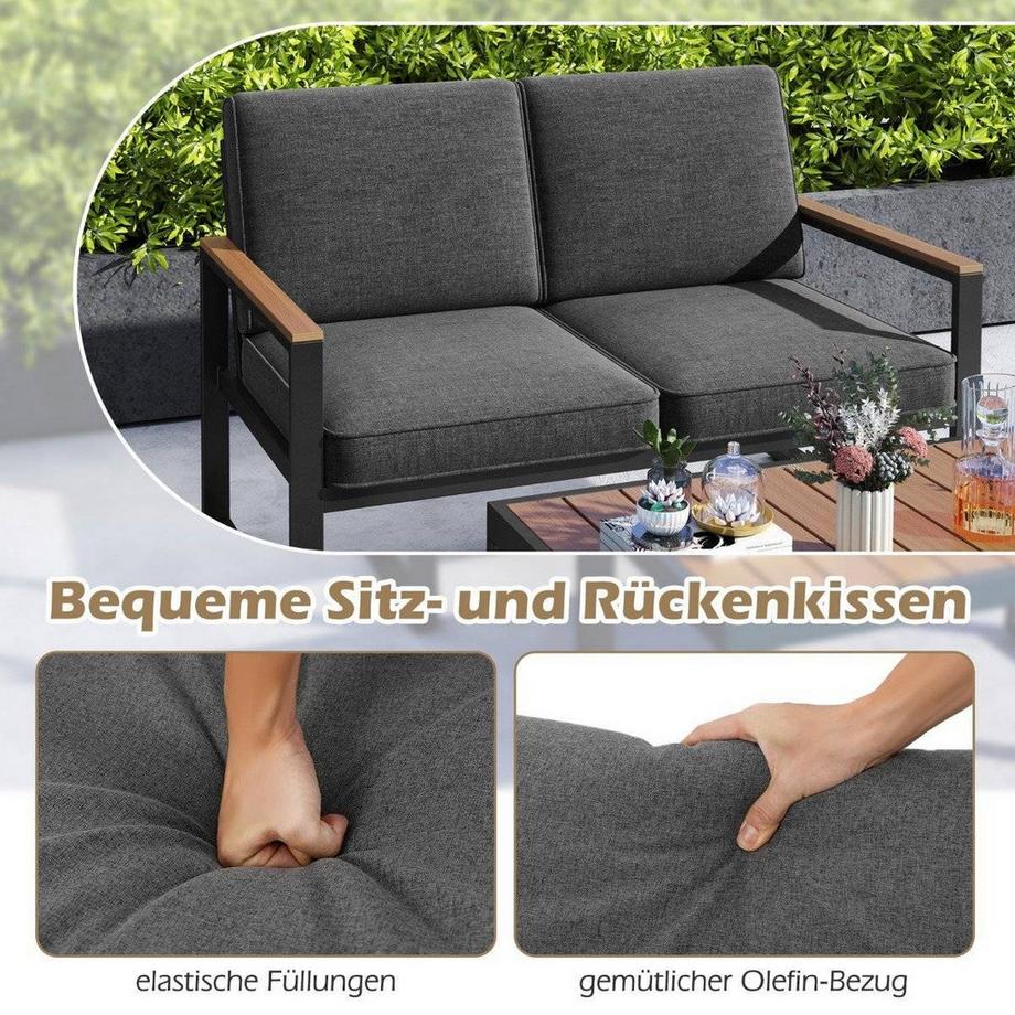 Northix Set Mobili da Giardino in Alluminio e WPC con Panchina e Tavolino  
