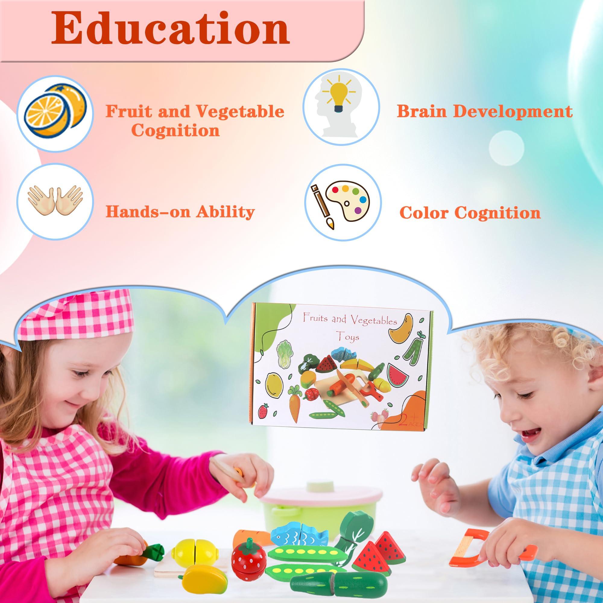 Activity-board  Jouet d'accessoires de cuisine pour enfants,Jouet en bois pour couper les fruits et légumes,Jouet éducatif pour la simulation de cuisine et la reconnaissance des couleurs 