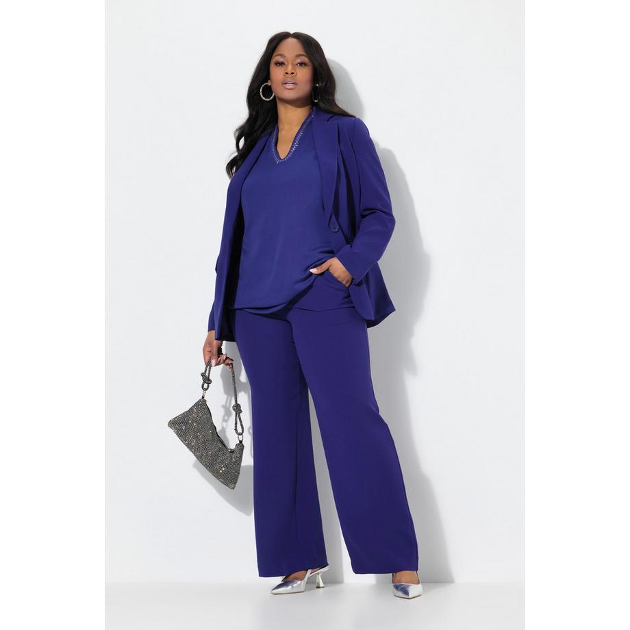 Ulla Popken Pantalon de tailleur jambe droite large taille élastique  