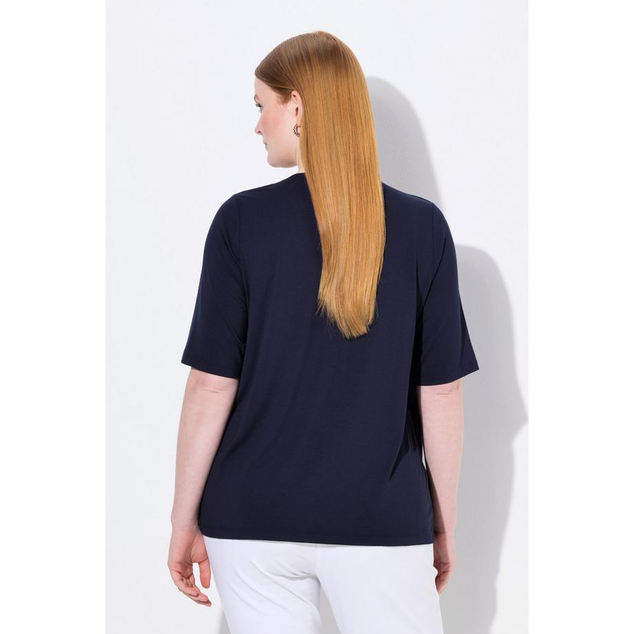 Ulla Popken T-shirt 2-en-1 Décolleté Rond Manches Courtes  