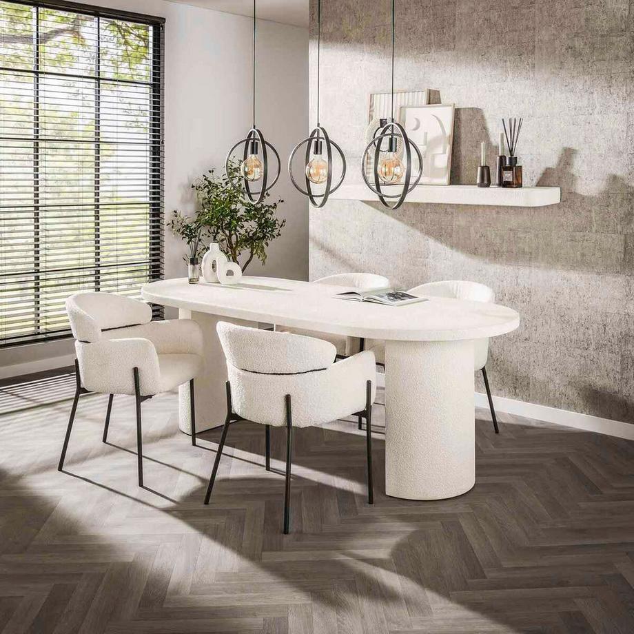 mutoni Table de salle à manger Arch Stone blanc 215x90  