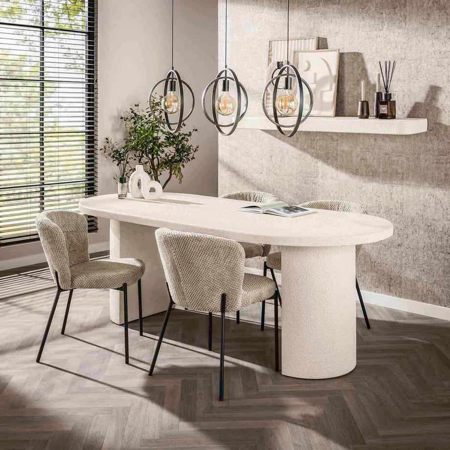 mutoni Table de salle à manger Arch Stone blanc 215x90  