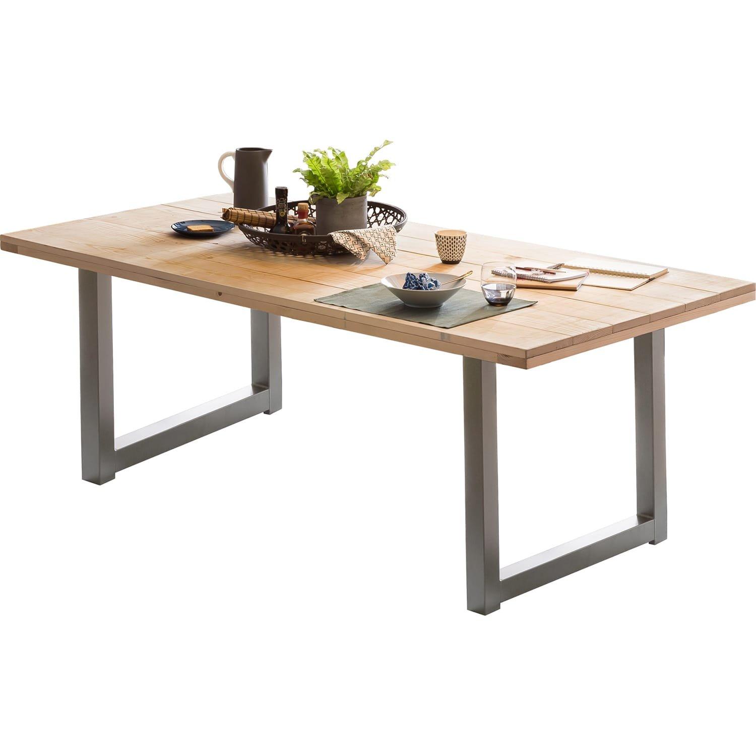 mutoni Table de salle à manger Triana Mango naturel argenté 160x90  