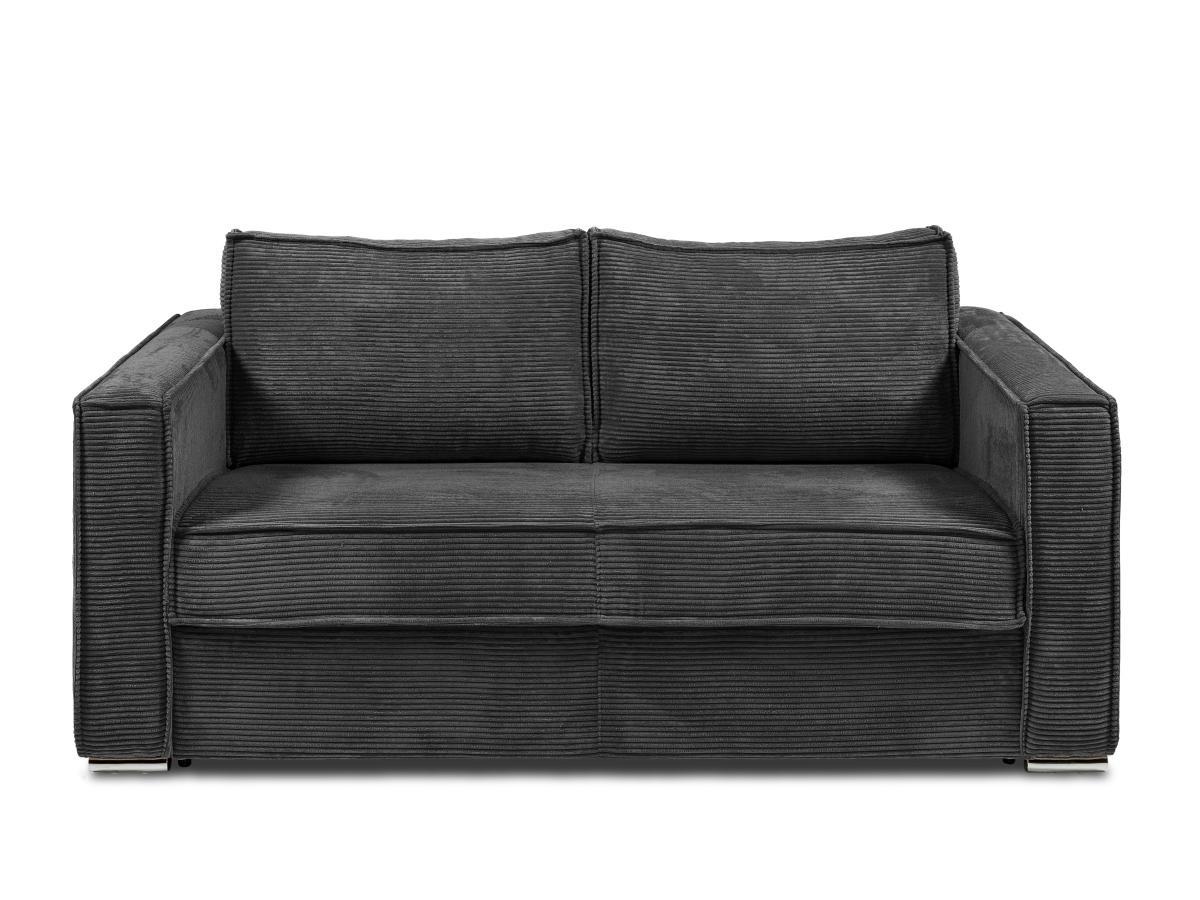 Vente-unique Schlafsofa mit Matratze 3-Sitzer - Cord - Anthrazit - Liegefläche 140 cm - Matratze 22 cm - LORETO  