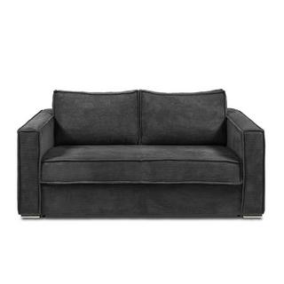 Vente-unique Schlafsofa mit Matratze 3-Sitzer - Cord - Anthrazit - Liegefläche 140 cm - Matratze 22 cm - LORETO  