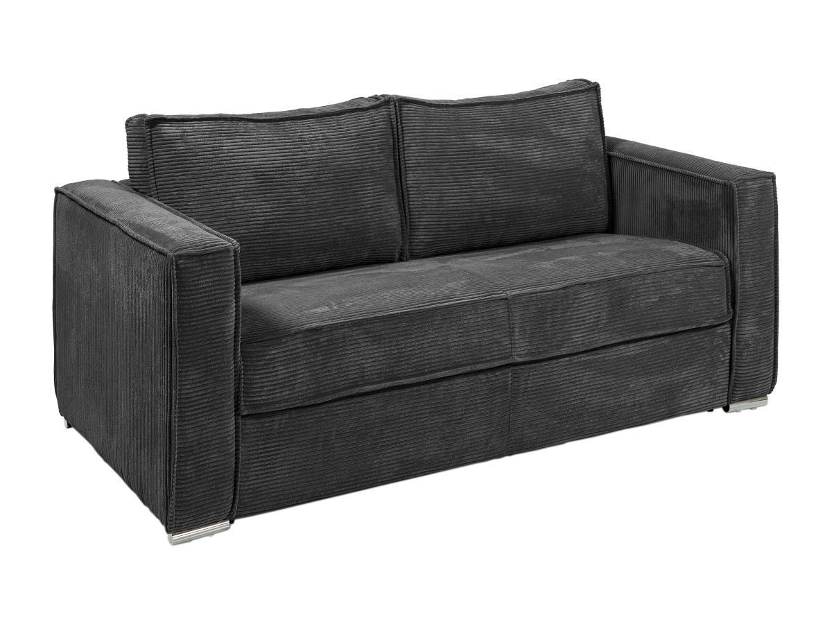 Vente-unique Schlafsofa mit Matratze 3-Sitzer - Cord - Anthrazit - Liegefläche 140 cm - Matratze 22 cm - LORETO  