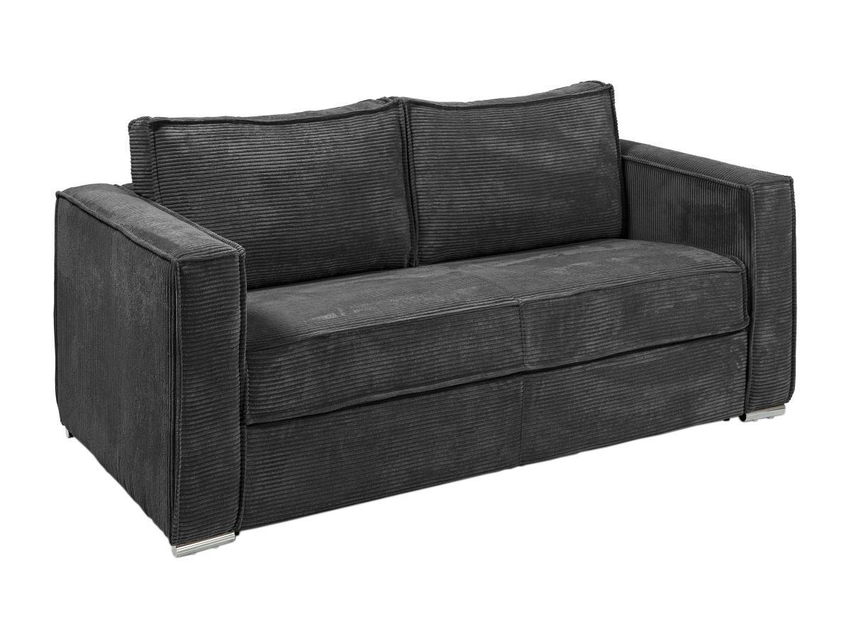 Image of Schlafsofa mit Matratze 3-Sitzer - Cord - Anthrazit - Liegefläche 140 cm - Matratze 22 cm - LORETO Schlafsofa mit Matratze 3-Sitzer - Cord - Anthrazit - Liegefläche 140 cm - Matratze 22 cm - LORETO