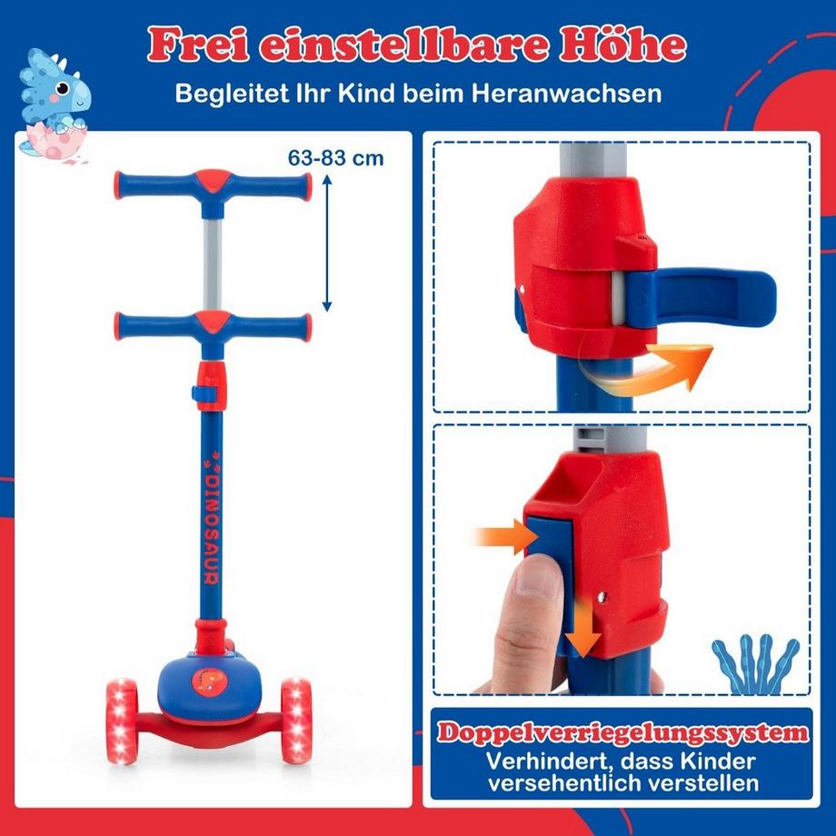 Northix  Klappbarer Kinder Roller mit PU LED Rädern & Hinterbremse Höhenverstellbarer Scooter Blau 
